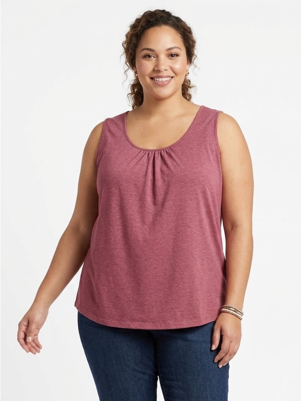 Pinspark Women’s Sleeveless Scoop Neck Tank - Dusty Rose Size 3x